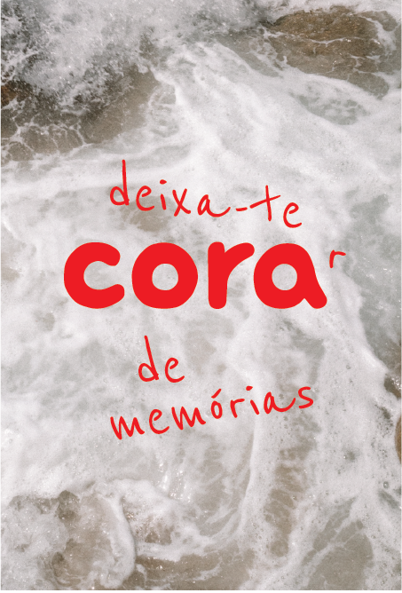 Close up photo of a beach with written message: deixa-te corar de memórias